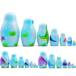 Load image into Gallery viewer, Dinosaur Nesting Dolls Set 7 pcs Dinosaur Decor Matryoshka Dolls Hand Painted
