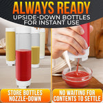 Load image into Gallery viewer, Set of 6 Condiment Squeeze Bottles for Sauces 16 oz Easy to Fill Clear Bottles with Self Closing Valve Ready to Dispense for Dressings Ketchup Mustard &amp; More Durable Reusable Mess Free Design