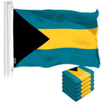 Load image into Gallery viewer, G128 5 Pack: Bahamas Bahamian Flag  3x5 Ft  LiteWeave Pro Series Printed 150D Polyester  Country Flag, Indoor/Outdoor, Vibrant Colors, Brass Grommets, Thicker and More Durable Than 100D 75D Polyester