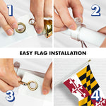Load image into Gallery viewer, G128 Combo Pack: 6 Ft Tangle Free Aluminum Spinning Flagpole (White) &amp; Maryland MD State Flag 3x5 Ft, ToughWeave Series Embroidered 300D Polyester  Pole with Flag Included