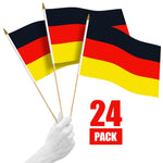Load image into Gallery viewer, G128 24 Pack Handheld Germany German Stick Flags  12x18 In  Printed 150D Polyester, Country Flag, Solid Wooden Stick, Spear Gold Tip