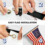 Load image into Gallery viewer, G128 Combo Pack: 6 Ft Tangle Free Aluminum Spinning Flagpole (Black) &amp; Betsy Ross 1776 TeaStained Flag 3x5 Ft, ToughWeave Pro Series Embroidered 420D Polyester  Pole with Flag Included