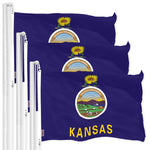 Load image into Gallery viewer, G128 3 Pack: Kansas KS State Flag  3x5 Ft  LiteWeave Pro Series Printed 150D Polyester  Indoor/Outdoor, Vibrant Colors, Brass Grommets, Thicker and More Durable Than 100D 75D Polyester