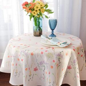 Finest Floral Coloring Round Easter Tablecloth 60 inch Non Iron Stain Resistant