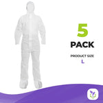 Load image into Gallery viewer, Medical Disposable Coveralls for Men Women Large Size Pack of 5 White Suit