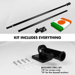 Load image into Gallery viewer, G128 Combo Pack: 6 Ft Tangle Free Aluminum Spinning Flagpole (Black) &amp; Niger Nigerien Flag  3x5 Ft LiteWeave Pro Series Printed 150D Polyester  Pole with Flag Included