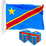 Load image into Gallery viewer, G128 10 Pack: Democratic Republic of the Congo Flag  3x5 Ft  LiteWeave Pro Series Printed 150D Polyester  Country Flag, Vibrant Colors, Brass Grommets, Thicker and More Durable Than 100D 75D Poly
