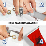 Load image into Gallery viewer, G128 Combo Pack: 6 Feet Tangle Free Spinning Flagpole (Silver) Albania Flag 3x5 ft Printed 150D Brass Grommets (Flag Included) Aluminum Flag Pole