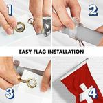 Load image into Gallery viewer, G128 Combo Pack: 6 Feet Tangle Free Spinning Flagpole (Silver) Switzerland Swiss Flag 3x5 ft Printed 150D Brass Grommets (Flag Included) Aluminum Flag Pole