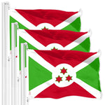 Load image into Gallery viewer, G128 3 Pack: Burundi Umurundi Flag  3x5 Ft  LiteWeave Pro Series Printed 150D Polyester  Country Flag, Indoor/Outdoor, Vibrant Colors, Brass Grommets, Thicker and More Durable Than 100D 75D Poly