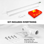 Load image into Gallery viewer, G128 Combo Pack: 6 Feet Tangle Free Spinning Flagpole (Silver) China Chinese Flag 3x5 ft Printed 150D Brass Grommets (Flag Included) Aluminum Flag Pole