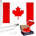 Load image into Gallery viewer, G128 Combo Pack: 5 Ft Tangle Free Aluminum Spinning Flagpole (Silver) &amp; Canada Canadian Flag 2.5x4 Ft, Double ToughWeave Series Double Sided Embroidered 210D Polyester  Pole with Flag Included