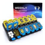 Load image into Gallery viewer, Weekly Pill Organizer 2 Times A Day Am Pm Pill Case Pill Box Yellowblue Plastic
