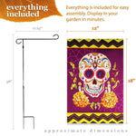 Load image into Gallery viewer, G128 Combo Pack: Garden Flag Stand Black 36 in x 16 in &amp; Garden Flag Day of the Dead Decoration Sugar Skull 12x18 DoubleSided Blockout Fabric