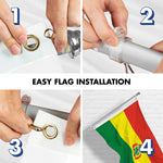 Load image into Gallery viewer, G128 Combo Pack: 6 Ft Tangle Free Spinning Flagpole (Silver) &amp; Bolivia Flag 3x5 Ft Printed 150D Polyester, Brass Grommets (Flag Included) Aluminum Flag Pole