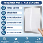 Load image into Gallery viewer, 12 Pack Magnetic Sign Holder 8.5 x 11 inch with Adhesive Back Silver Magnetics Poster Frame Magnetic Paper Holder Reusable Adhesive Frames Magnet Frame for Wall Windows Magnet Document Holders
