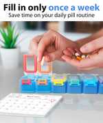 Load image into Gallery viewer, Weekly Pill Organizer 1 time a Day Pill Box 7 Day with Waterproof Seal Large compartments Hold Big Vitamins &amp; Supplements Upgraded Locking lids for Home &amp; Travel use Durable Hard case
