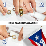 Load image into Gallery viewer, G128  6 Feet Tangle Free Spinning Flagpole (White) Puerto Rico Flag Brass Grommets Embroidered 3x5 ft (Flag Included) Aluminum Flag Pole