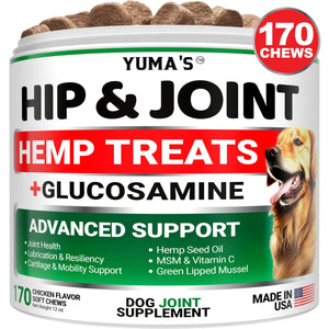 YUMA'S Hemp Hip and Joint Supplement for Dogs Glucosamine for Dogs Dog Joint Pain Relief with MSM Advanced Dog Joint Supplement Health Glucosamine for Dogs Chews  3
