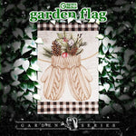 Load image into Gallery viewer, G128 Garden Flag Mittens with Evergreen Arrangement  12x18 Inch  Printed Blockout Polyester  Christmas Decoration