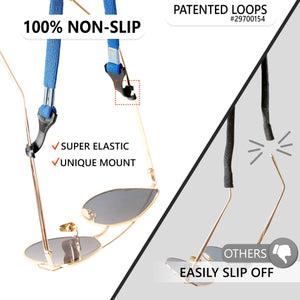 SIGONNA Eye Glasses String Holder Strap Eyeglass Straps Cords for Men Women Eyeglass Holders Around Neck Sunglasses String Chain Lanyard Retainer 2 Pcs (Black Blue)