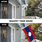 Load image into Gallery viewer, G128 Combo Pack: 6 Ft Tangle Free Spinning Flagpole (Silver) &amp; Laos Flag 3x5 Ft Printed 150D Polyester, Brass Grommets (Flag Included) Aluminum Flag Pole