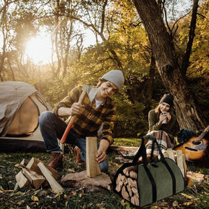 Wood Stove Accessories Firewood Carrier Wood Carrier for Firewood Holder BBQ Accessories   Log Tote Bag Fire Wood Log Carrier for Firewood Carriers with Handles   Waxed Canvas Firewood Log Carrier