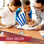 Load image into Gallery viewer, Uruguay Deluxe Desk Flag Set 8.5x5.5 In Printed 300D Polyester with Silver Dome
