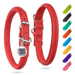 Load image into Gallery viewer, Red Ultra Soft Rolled Leather Dog Collar for Small Dogs 13  16 inch Neck  Soft