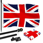 Load image into Gallery viewer, G128  6 Feet Tangle Free Spinning Flagpole (Black) United Kingdom Brass Grommets Printed 3x5 ft (Flag Included) Aluminum Flag Pole