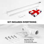 Load image into Gallery viewer, G128 Combo Pack: 6 Ft Tangle Free Aluminum Spinning Flagpole (Silver) &amp; United Kingdom UK Flag 3x5 Ft, ToughWeave Series Embroidered 300D Polyester  Pole with Flag Included