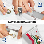 Load image into Gallery viewer, G128 Combo Pack: 6 Feet Tangle Free Spinning Flagpole (Silver) California CA State Flag 3x5 ft Printed 150D Brass Grommets (Flag Included) Aluminum Flag Pole