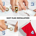 Load image into Gallery viewer, G128 Combo Pack: 5 Ft Tangle Free Aluminum Spinning Flagpole (White) &amp; Solid Red Color Flag 2.5x4 Ft, LiteWeave Pro Series Printed 150D Polyester  Pole with Flag Included