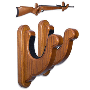 Gun Rack Wall Mount Natural Wood Hold Up Displays Horizontal Store Gun Rack