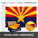 Load image into Gallery viewer, G128 Combo Pack: USA American Flag 3x5 Ft Embroidered Stars &amp; Arizona State Flag 3x5 Ft Embroidered Double Sided 2ply