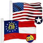 Load image into Gallery viewer, G128 Combo Pack: American USA Flag 4x6 Ft &amp; Georgia GA State Flag 4x6 Ft  Both ToughWeave Series Embroidered Polyester, Embroidered Design, Indoor/Outdoor, Brass Grommets
