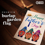 Load image into Gallery viewer, Garden Flag Happy Father's Day Three Gnome Fathers 12x18 Burlap Fabric