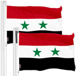 Load image into Gallery viewer, G128 2 Pack: Syria Syrian Flag  3x5 Ft  LiteWeave Pro Series Printed 150D Polyester  Country Flag, Indoor/Outdoor, Vibrant Colors, Brass Grommets, Thicker and More Durable Than 100D 75D Polyester