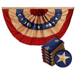 Load image into Gallery viewer, G128  5 Pack: USA Tea Stained Pleated Fan Flag 2x4FT Burlap Embroidered Polyester Stars and Stripes