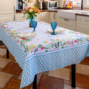 Floral Color Rectangle Tablecloth 60x84 inch Non Iron Stain Resistant Polyester