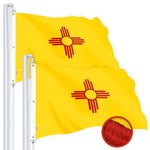 Load image into Gallery viewer, G128 2 Pack: New Mexico NM State Flag  6x10 Ft  StormFlyer Series Embroidered 220GSM Spun Polyester  Embroidered Design, Indoor/Outdoor, Brass Grommets, Heavy Duty, All Weather