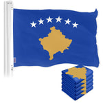 Load image into Gallery viewer, G128 5 Pack: Kosovo Kosovar Flag  3x5 Ft  LiteWeave Pro Series Printed 150D Polyester  Country Flag, Indoor/Outdoor, Vibrant Colors, Brass Grommets, Thicker and More Durable Than 100D 75D Polyester