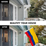 Load image into Gallery viewer, G128 Combo Pack: 6 Feet Tangle Free Spinning Flagpole (Silver) Colombia Colombian Flag 3x5 ft Printed 150D Brass Grommets (Flag Included) Aluminum Flag Pole