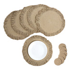Load image into Gallery viewer, The Fine Living Co. Braided Cotton Placemats (Set of 6 15 Inches) with 6 Free Coasters Washable Anti Slip Heat Resistant Mats Boho Woven Round Table Mats for House Decor Kitchen and Dining
