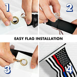 Load image into Gallery viewer, G128 Flag Pole 5 FT Black Tangle Free &amp; Thin Blue &amp; Red Flag 2.5x4 FT Combo Embroidered Spun Polyester