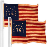 Load image into Gallery viewer, G128 2 Pack: Bennington 76 TeaStained Flag  3x5 Ft  LiteWeave Pro Series Printed 300D Polyester  Historical Flag, Vibrant Colors, Brass Grommets, Thicker and More Durable Than 100D 75D Polyester
