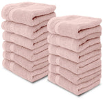 Load image into Gallery viewer, Luxury Cotton Washcloths Large Hotel Bathroom Face Towel 12 Pack Pink 13x13 in