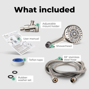 High Pressure 6 Settings Shower Head with Handheld Detachable Set Nickel Finish
