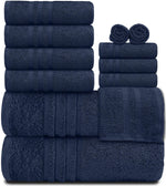 Load image into Gallery viewer, 12 Pcs Bath Towel Set for Bathroom Wealuxe Collection 100% Cotton Soft Navy Blue
