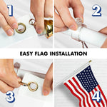 Load image into Gallery viewer, G128 Combo Pack: 6 Ft Tangle Free Aluminum Spinning Flagpole (White) &amp; American USA 51 Stars Flag 3x5 Ft, LiteWeave Pro Series Printed 150D Polyester  Pole with Flag Included